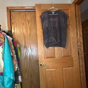 Gray Short Sleeve Cardigan